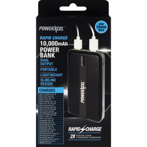 POWERXCEL Power Bank 10000mAh Dual Output Portable Lightweight 2X Faster & Slim - Picture 1 of 3